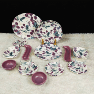 Purple Raspberry Patterned 19 Piece Breakfast Set