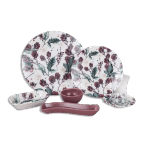 Purple Raspberry Patterned 19Pcs Dinner Set
