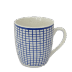 Square Blue Designed White Mug