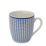 Square Blue Designed White Mug