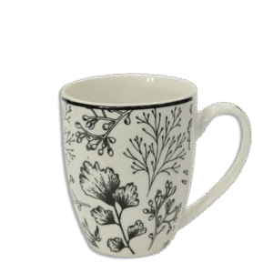 White & Black Flowers Mug