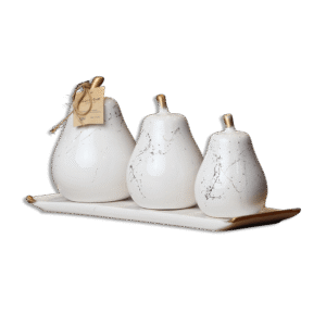 White Porcelain Pear Set with Tray
