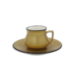 6 Gold Coffee Cups & 6 Saucer with Black Frame