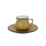 6 Gold Coffee Cups & 6 Saucer with Black Frame