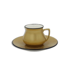 6 Gold Coffee Cups & 6 Saucer with Black Frame
