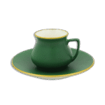 6 Green Coffee Cups & 6 Saucer with Gold Frame