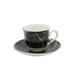 Black Marble 6 Coffee Cups with 6 Saucer