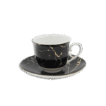 Black Marble 6 Coffee Cups with 6 Saucer