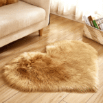 Brown Heart Shape 90cmx70cm Fur Rug