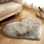 Grey Heart Shape 90cmx70cm Fur Rug