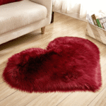 Dark Red Heart Shape 90cmx70cm Fur Rug