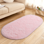 Pink Oval Shape 90cmx60cm Fur Rug