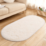 Offwhite Oval Shape 90cmx60cm Fur Rug