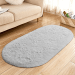 Grey Oval Shape 90cmx60cm Fur Rug