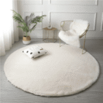 Offwhite Round Shape Soft 120cm Fur Rug
