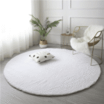 White Round Shape Soft 120cm Fur Rug