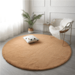 Beige Round Shape Soft 120cm Fur Rug