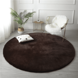 Brown Round Shape Soft 120cm Fur Rug
