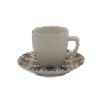 Set of 6pcs Beige Coffee Cups with 6 Patterned Saucer