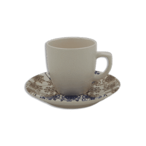 Set of 6pcs Beige Coffee Cups with 6 Patterned Saucer