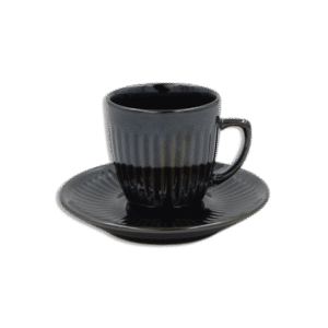 Set of 6pcs Dark Brown Coffee Cups with 6 Saucer