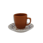 Set of 6pcs Orange Coffee Cups with 6 Patterned Saucer