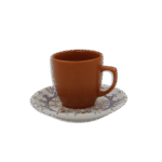 Set of 6pcs Orange Coffee Cups with 6 Patterned Saucer