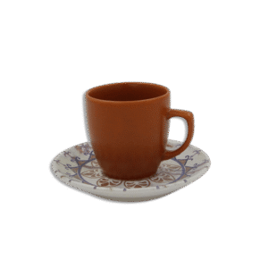Set of 6pcs Orange Coffee Cups with 6 Patterned Saucer