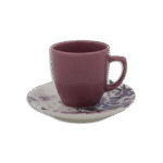 Set of 6pcs Purple Coffee Cups with 6 Patterned Saucer