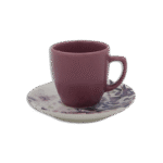 Set of 6pcs Purple Coffee Cups with 6 Patterned Saucer