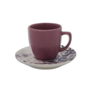 Set of 6pcs Purple Coffee Cups with 6 Patterned Saucer