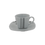 Set of 6pcs White Patterned Coffee Cups with 6 Squared Saucer