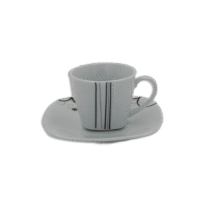 Set of 6pcs White Patterned Coffee Cups with 6 Squared Saucer