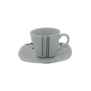 Set of 6pcs White Patterned Coffee Cups with 6 Squared Saucer
