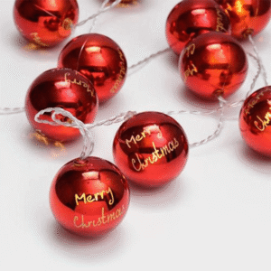 Christmas 10 Merry Christmas Lined Light Up Balls