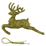 Christmas Gold Glitter Jumping Deer Tree Decoration 2pcs