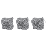 Christmas Oval Glitter Striped Silver Balls Tree Decoration Set of 3pcs