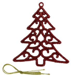 Christmas Red Glitter Tree For Tree Decoration 2pcs