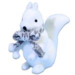 Christmas Standing White Squirrel With Grey Scarf