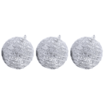 Christmas Striped Silver Balls Tree Decoration Set of 3pcs