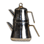 Stainless Steel 1.1L+2L Double TeaPot Set with Gold Handle