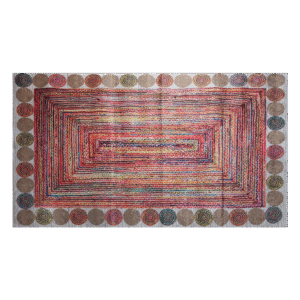 Turkish Colored Carpet with Circles Frame 6 sizes