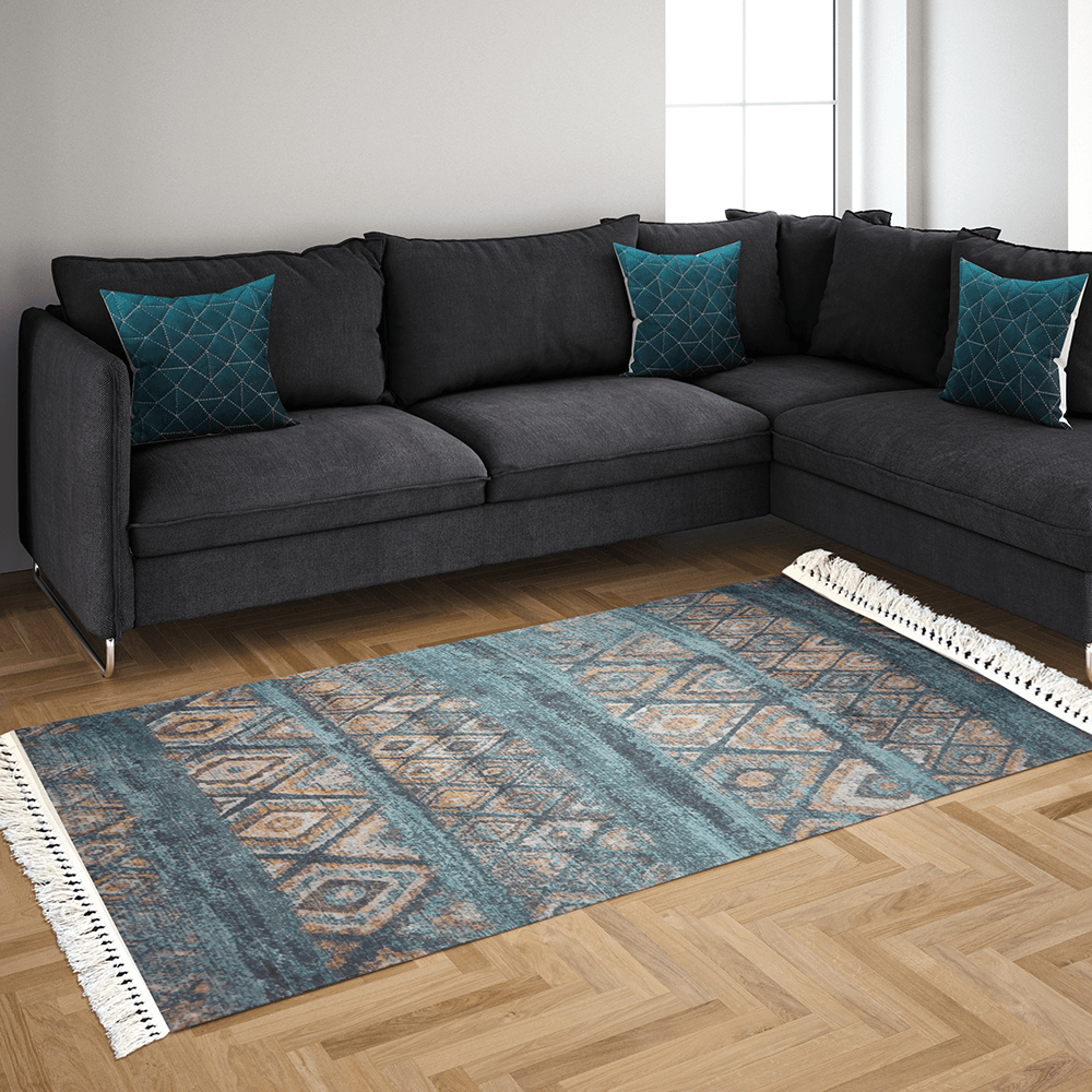 Turkish Turqouise Patterned Carpet (2)