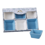 6 Pcs Blue & White Squared Cup Set