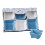 6 Pcs Blue & White Squared Cup Set