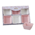 6 Pcs Rose & White Squared Cup Set