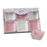 6 Pcs Rose & White Squared Cup Set