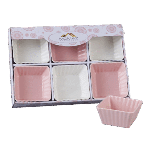 6 Pcs Rose & White Squared Cup Set
