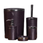 Bathroom Glossy Purple & Silver Frame Set of 5pcs