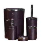 Bathroom Glossy Purple & Silver Frame Set of 5pcs